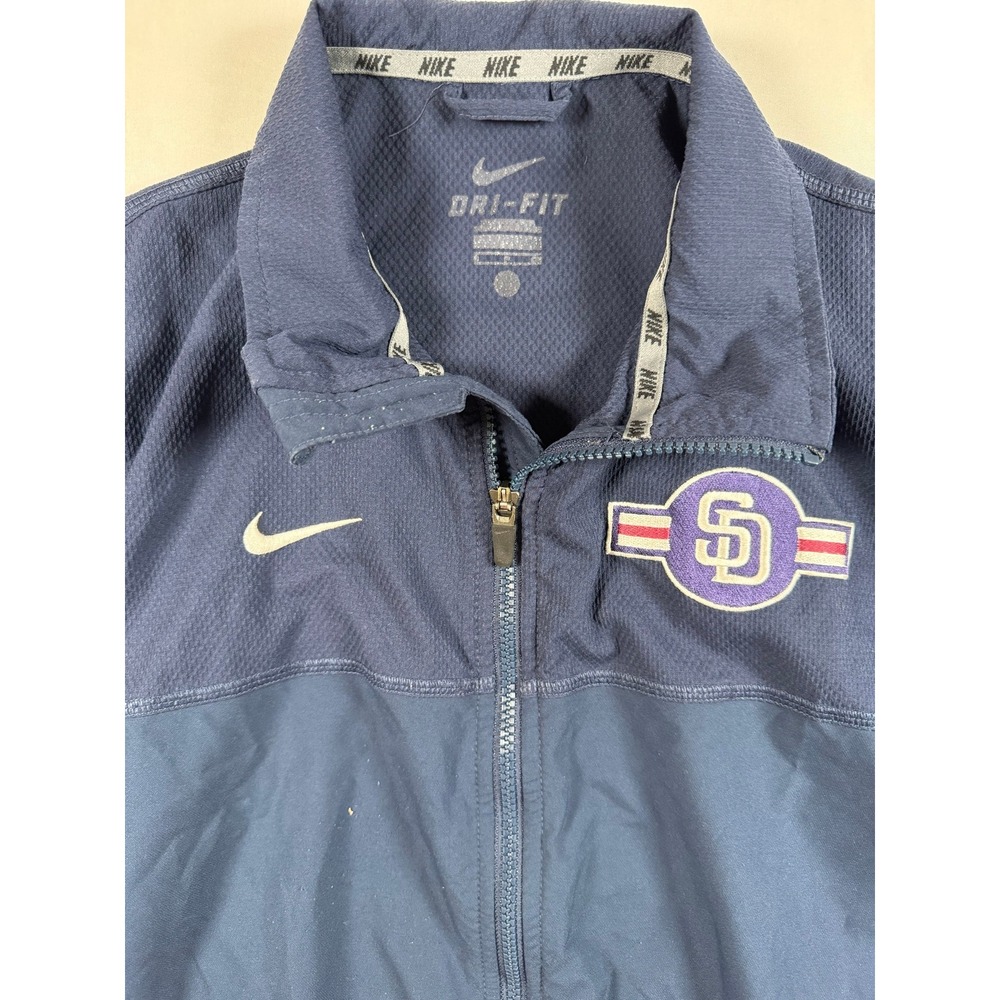 Nike San Diego Padres MLB Authentic Dri-FIT Full Zip Windbreaker Jacket Navy S - Picture 2 of 9